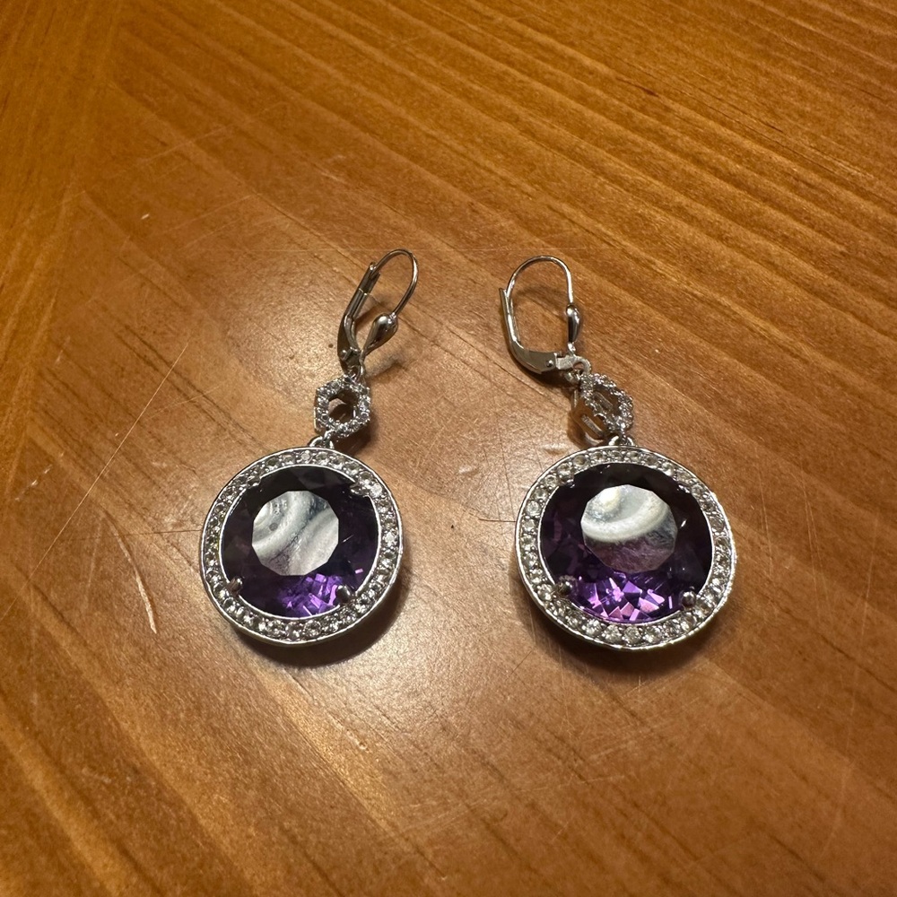 925 Sterling Silver Amethyst Earrings